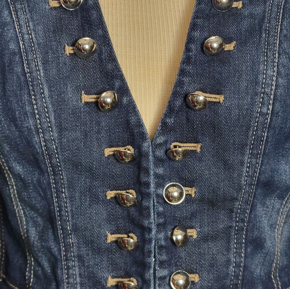 White House Black Market Military Style Jean Jacket Size-0 - Picture 11 of 14